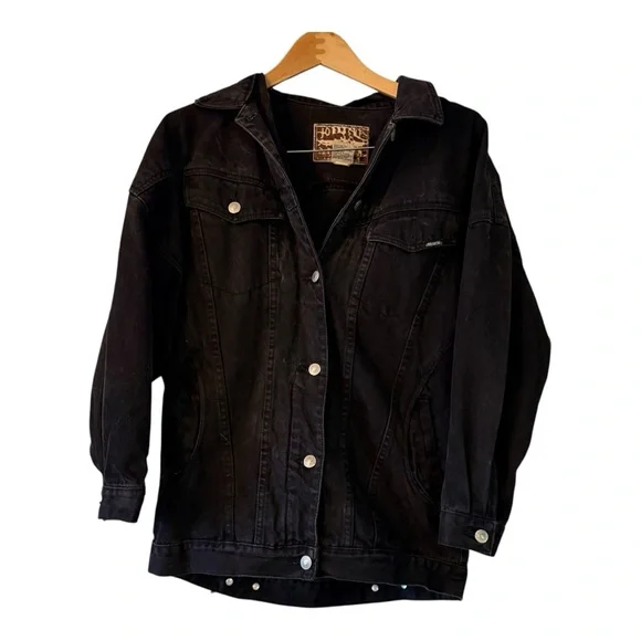 Vintage Jordache Black Denim Jacket | 80s–90s Trucker - Picture 2 of 5